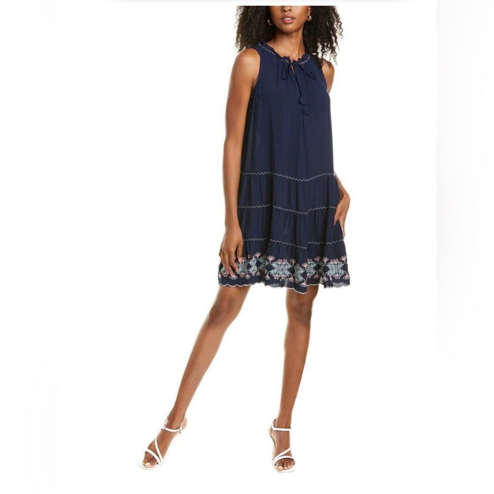 NWT Max Studio Bohemian dress size L Black floral/solid pattern no flaws